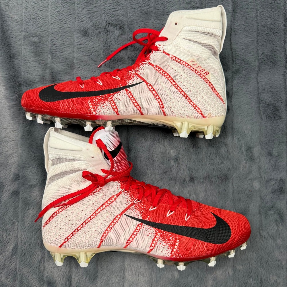 Nike Vapor Untouchable 3 Elite Red White Flyknit Football Cleats AO3006-100 13
